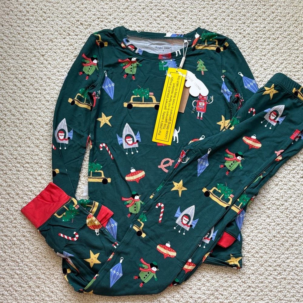 NWT. Angel Dear holiday penguin Santa Pajamas! Size 8